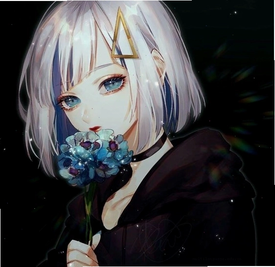 Avatar anime nữ tóc ngắn dễ thương với đôi mắt long lanh