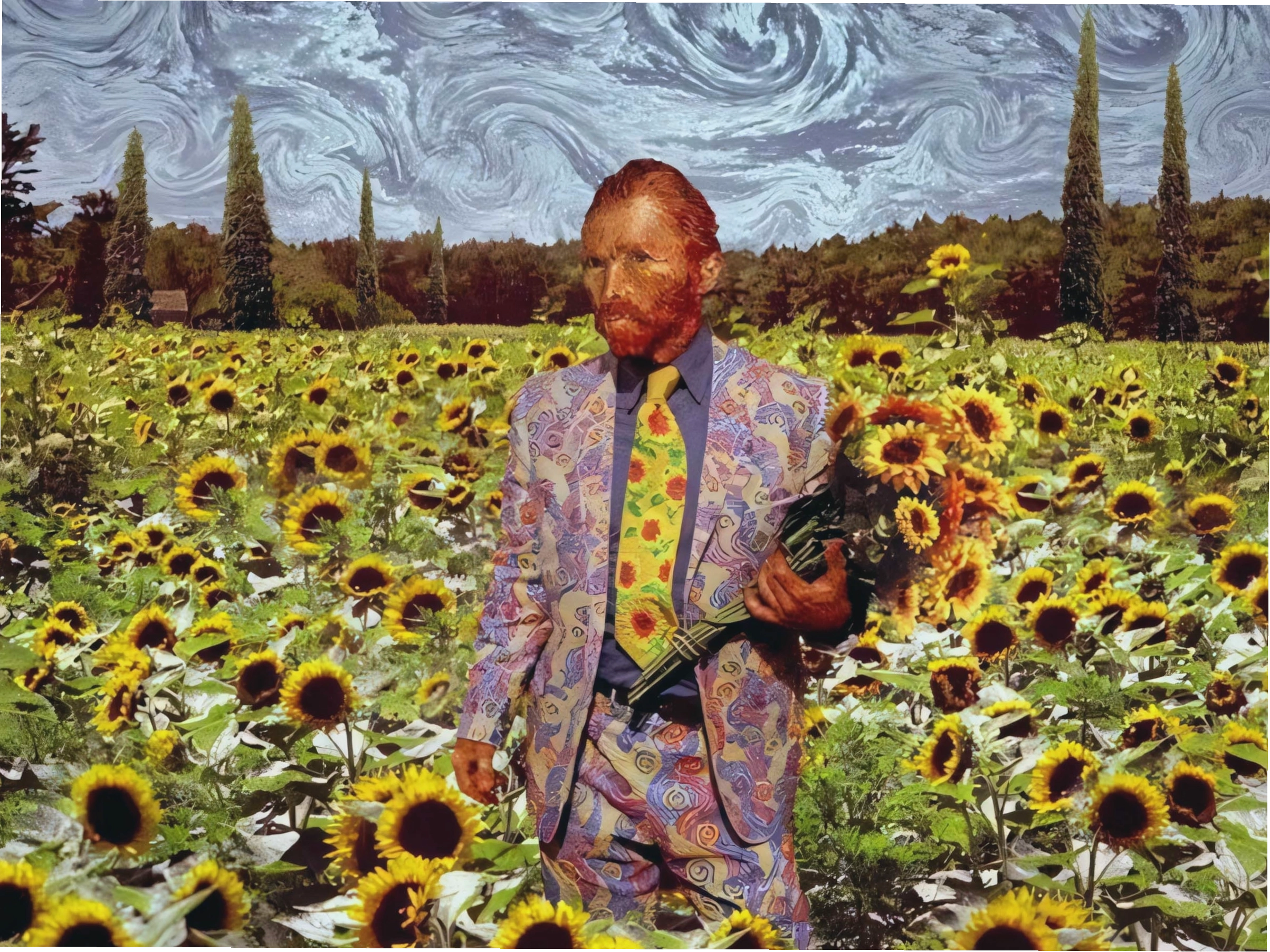 Avatar hoa hướng dương theo phong cách Van Gogh đầy nghệ thuật