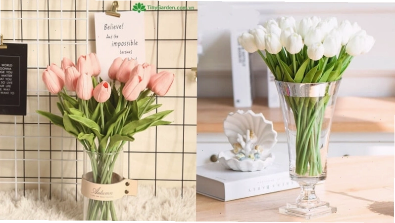 Bó hoa Tulip giả màu sắc tươi sáng