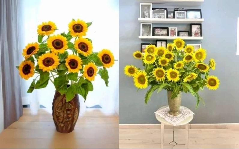 Cách sắp xếp hoa hướng dương đơn giản để bàn