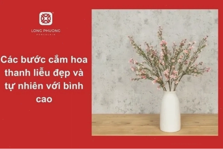 Cắm hoa thanh liễu vào bình cao cần để cành vươn tự nhiên