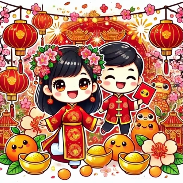 Cặp đôi Chibi ngọt ngào trong ngày Tết