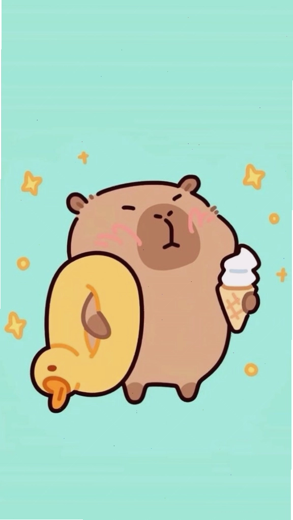 Capybara cõng vịt vàng, vô tri trên nền xanh - avatar vui vẻ độc đáo