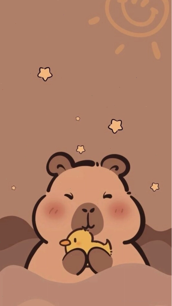 Capybara ôm chú vịt vàng, vẻ mặt vẫn đơ - avatar vui vẻ hài hước