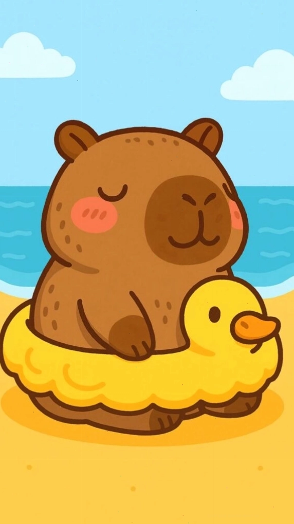 Capybara thư giãn tắm biển trên phao vịt - avatar vui vẻ mùa hè