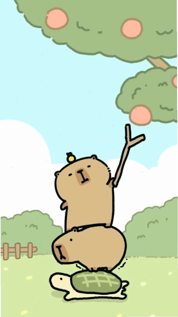 Capybara xếp chồng lên rùa hái quả - avatar vui vẻ sáng tạo