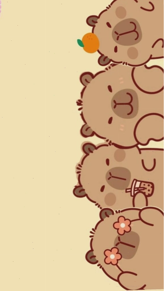 Capybara xếp hàng vô tri đáng yêu