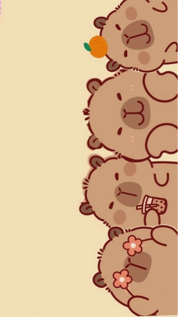 Capybara xếp hàng vô tri, đáng yêu