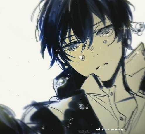 Chàng trai anime ngồi một mình buồn bã