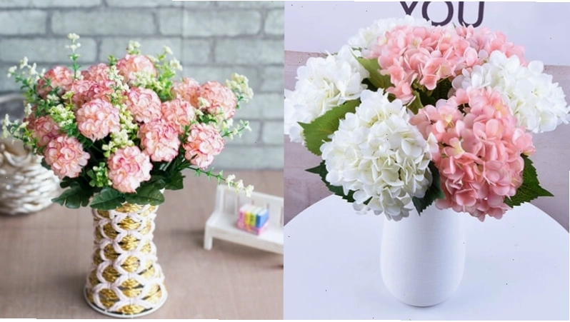 Chậu hoa cẩm tú cầu giả xinh xắn