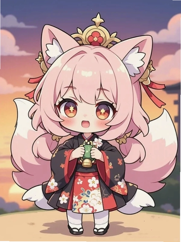 Chibi hình nền cute với hiệu ứng lấp lánh