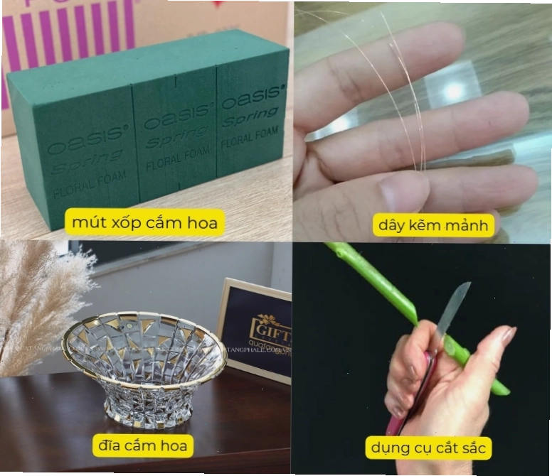 Chuẩn bị bình cắm và dung dịch dưỡng hoa đồng tiền