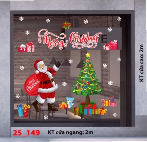 Decal dán tường combo 149 với chủ đề tuần lộc và cây thông Noel