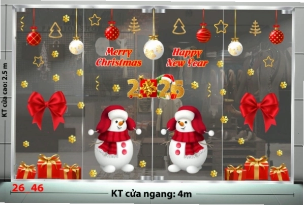 Decal dán tường combo 46 với hình ảnh xe trượt tuyết và người tuyết