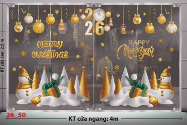 Decal dán tường combo 50 với hình ảnh gia đình người tuyết