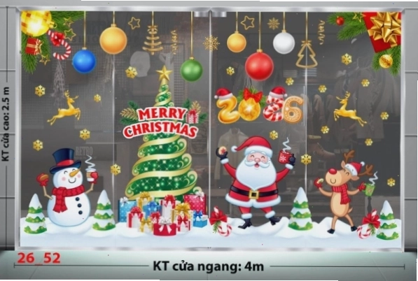 Decal dán tường combo 52 với hình ảnh ông già Noel và các bạn nhỏ