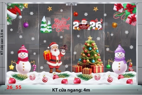 Decal dán tường combo 55 với hình ảnh ông già Noel cưỡi tuần lộc