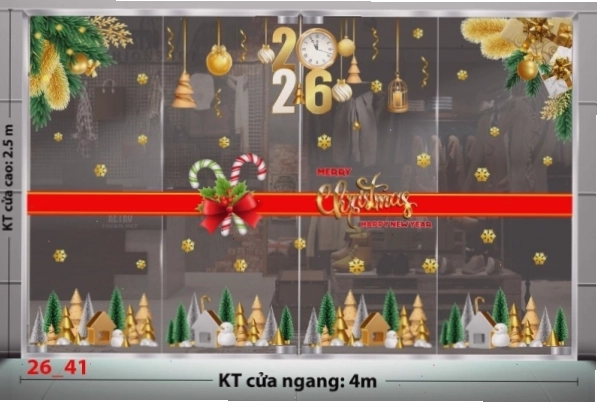 Decal dán tường Decal Noel Combo 41 hình chuông và nơ trang trí