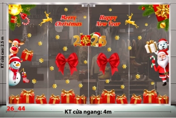 Decal dán tường Decal Noel Combo 44 hình cây thông Noel