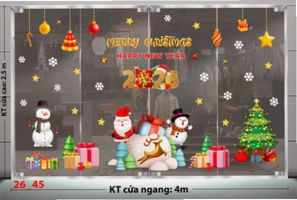 Decal dán tường Decal Noel Combo 45 hình bóng đèn và nơ