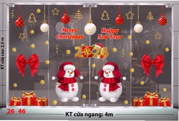 Decal dán tường Decal Noel Combo 46 hình ngôi nhà và cây thông