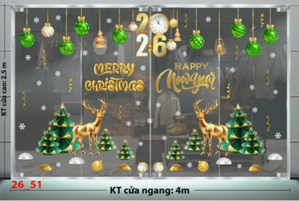 Decal dán tường Decal Noel Combo 51 hình cây thông và hộp quà