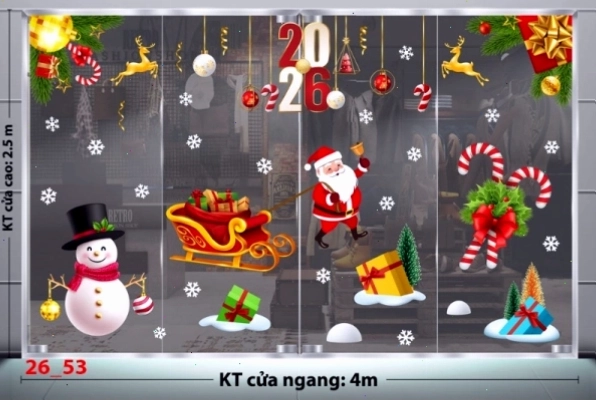 Decal dán tường Decal Noel Combo 53 hình ông già Noel và người tuyết