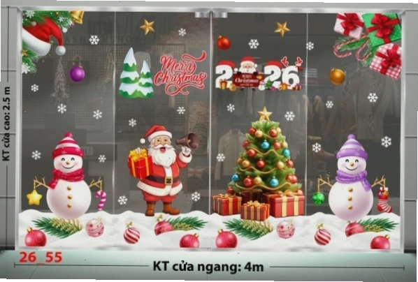 Decal dán tường Decal Noel combo 55 hình hộp quà và cây thông nhỏ