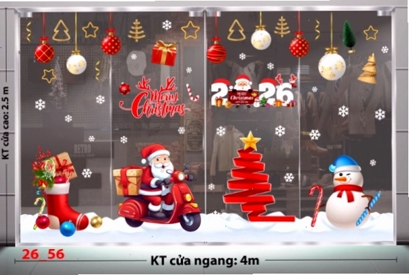 Decal dán tường Decal Noel Combo 56 với hình ảnh bông tuyết và ngôi sao
