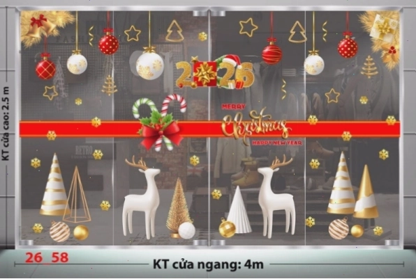 Decal dán tường Decal Noel Combo 58 hình tuần lộc và cây thông