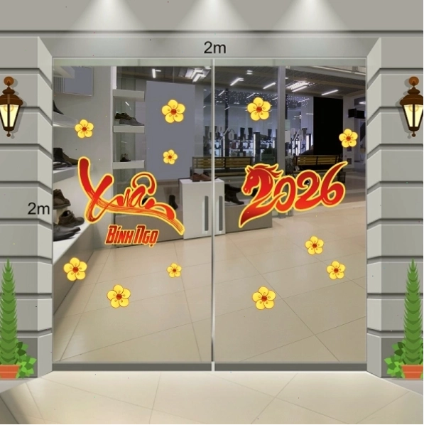 Decal Tết chữ xuân Bính Ngọ 2026