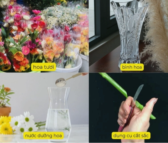 Dụng cụ cần thiết để cắm hoa bàn thờ