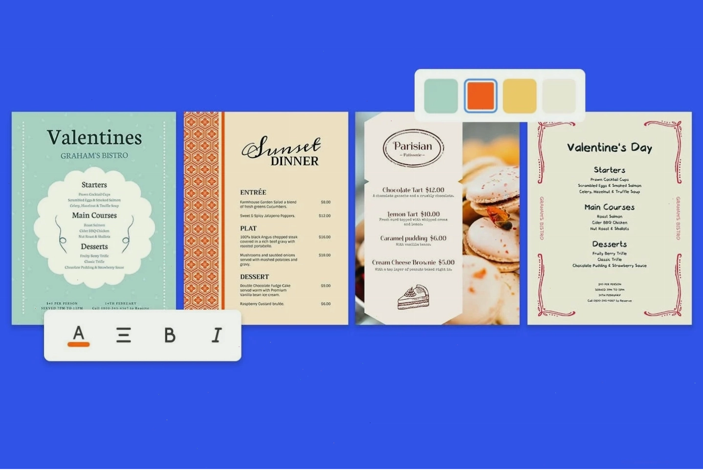Giao diện trình tạo menu Fotor, minh họa cho menu số hóa