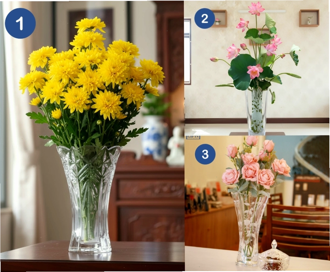 Gợi ý bình hoa pha lê đẹp dành riêng cho hoa cúng bàn thờ