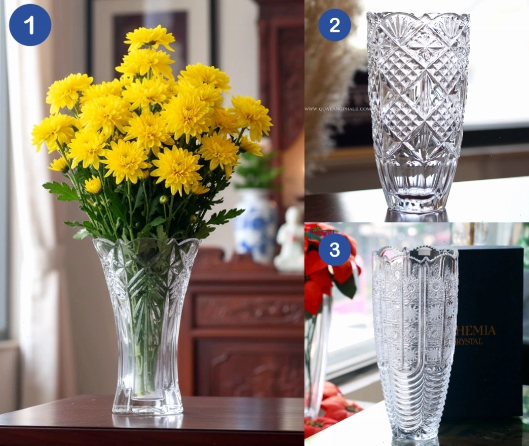 Gợi ý chọn bình hoa pha lê sang trọng để cắm hoa cúc