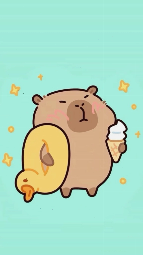 Hello Kitty cõng vịt vàng với vẻ mặt đơ