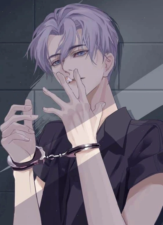 Hình ảnh anime nam hút thuốc buồn chất, thể hiện tâm trạng suy tư