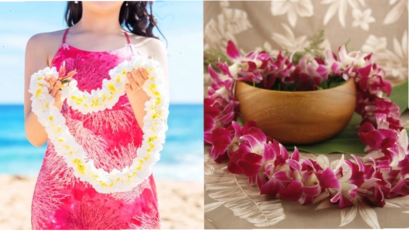 Hoa sứ dùng để trang trí vòng đeo trong lễ hội