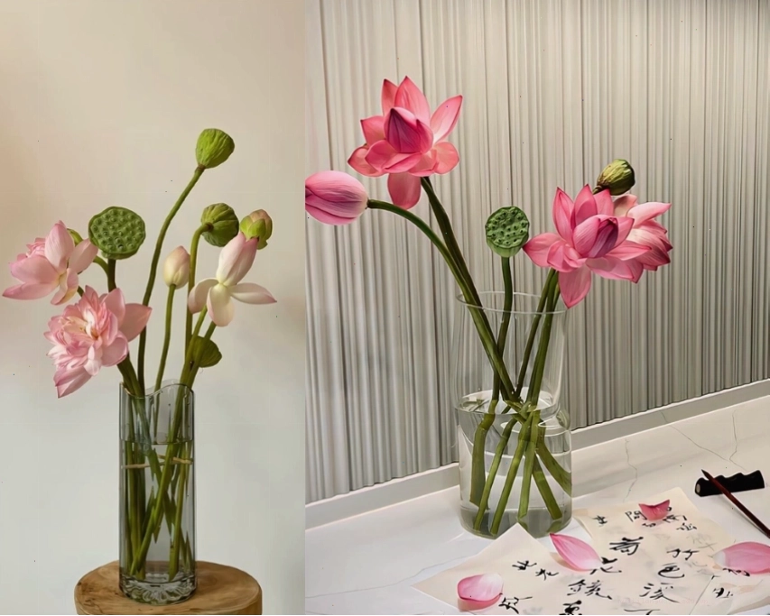 Kiểu cắm hoa sen tối giản