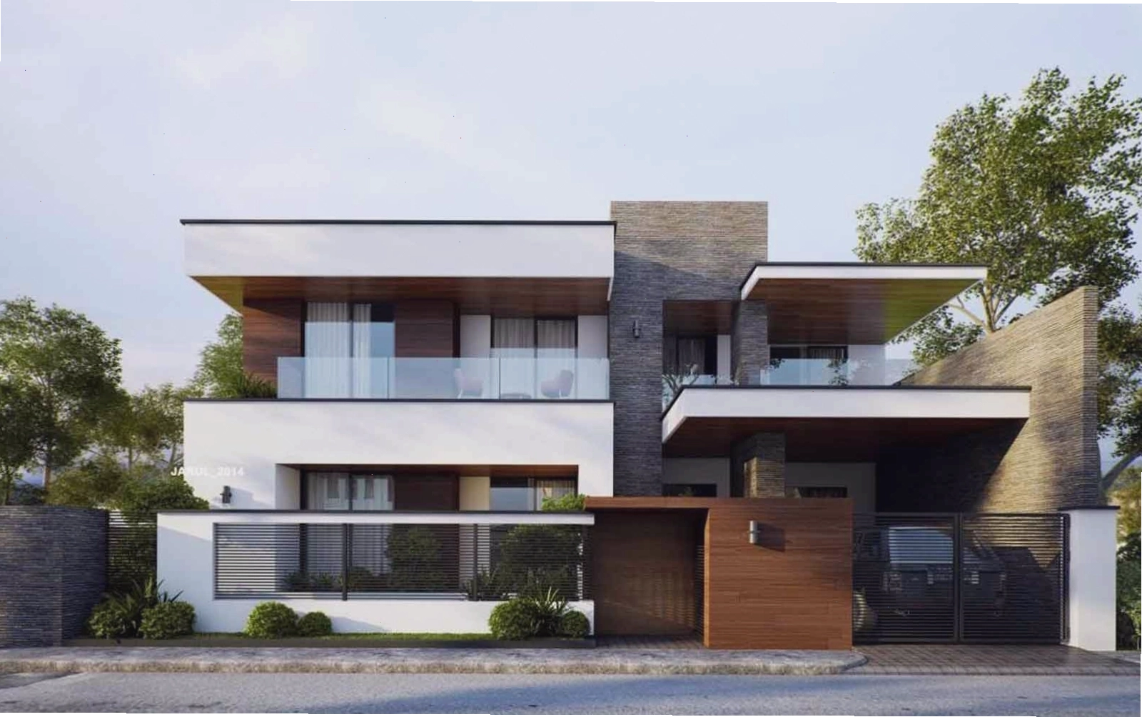 Mặt tiền nhà đẹp sử dụng gạch trang trí vân đá tự nhiên