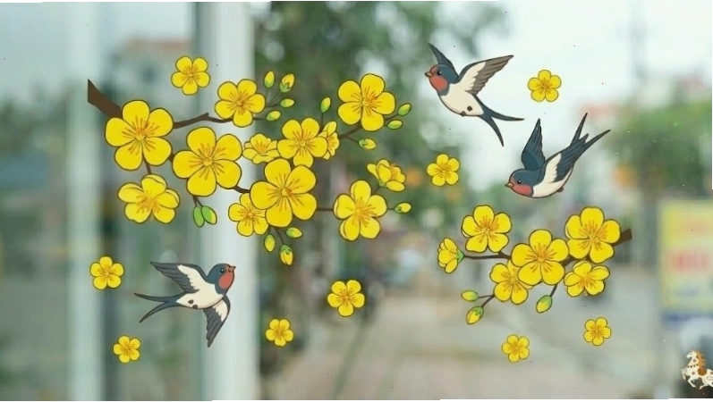 Mẫu decal hoa mai, hoa đào 4