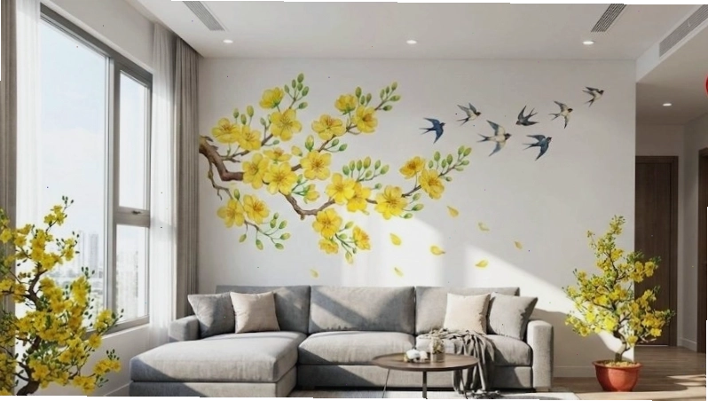 Mẫu decal hoa mai, hoa đào 8