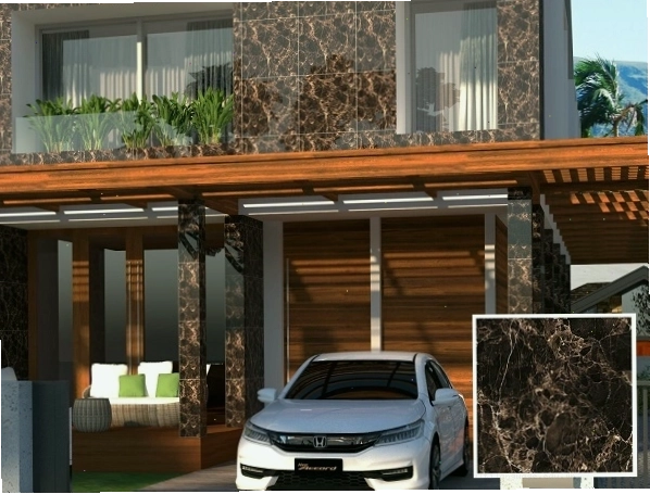 Mẫu gạch trang trí mặt tiền nhà giả đá vân xám sang trọng