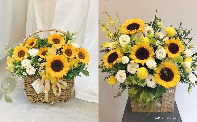 Mẫu giỏ hoa hướng dương đẹp làm quà tặng