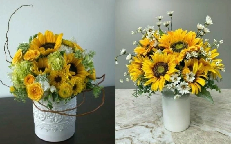 Mẫu hoa hướng dương mix cùng hoa hoàng anh và lan chi