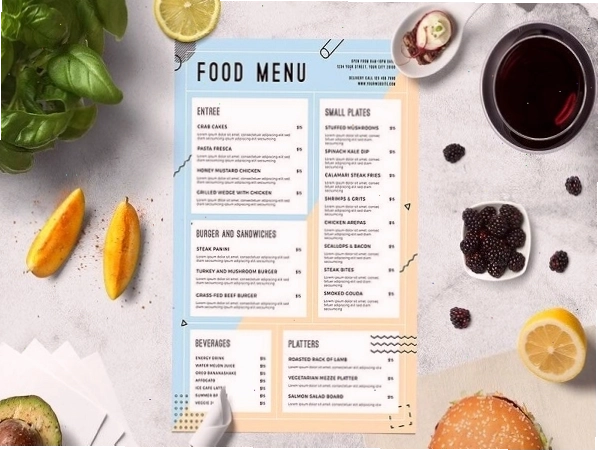 Mẫu menu đồ ăn trang trí ảnh phù hợp đẹp mắt cho quán ăn