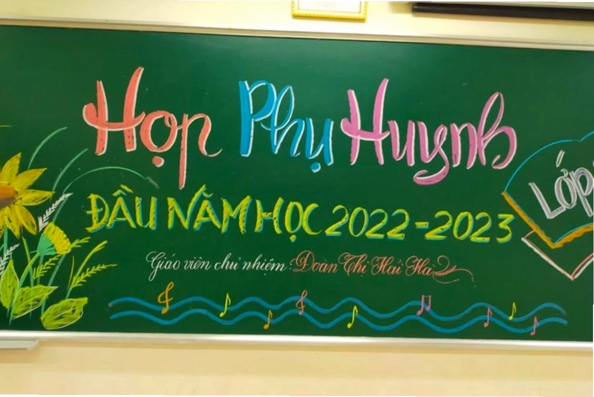 Mẫu trang trí bảng họp phụ huynh phong cách tối giản, hiện đại