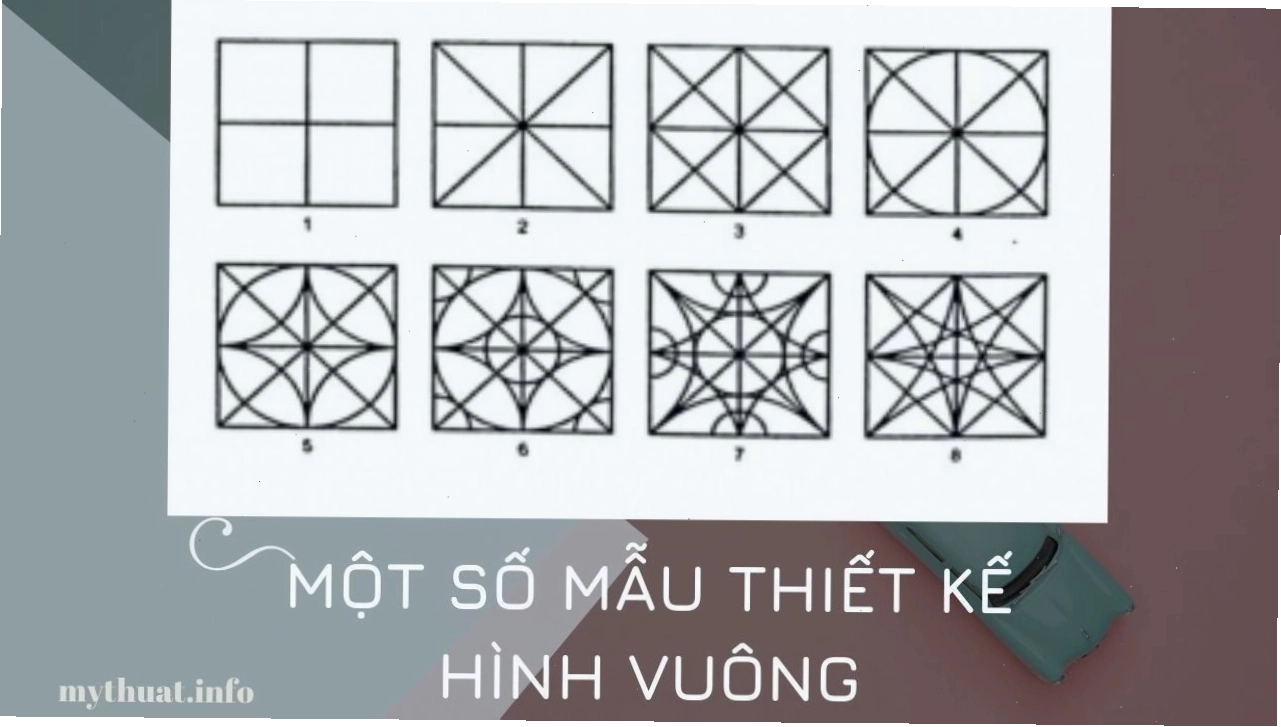 Mẫu trang trí hình vuông cách điệu với hoa lá và các họa tiết mềm mại