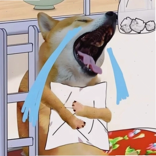 meme chó khóc thể hiện sự dễ thương