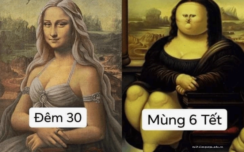Meme hài hước về sự thay đổi vóc dáng ngày Tết